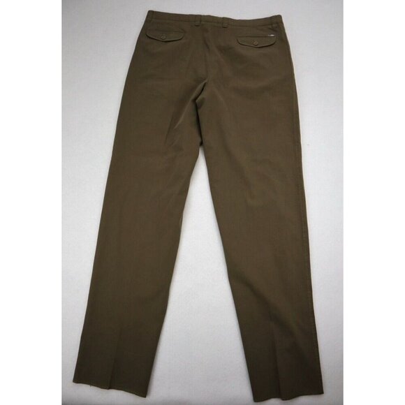 Saint Hilaire Men's Pants Size 42 Long Green Khaki Chino Pleated Front UNHEMMED - Picture 12 of 13